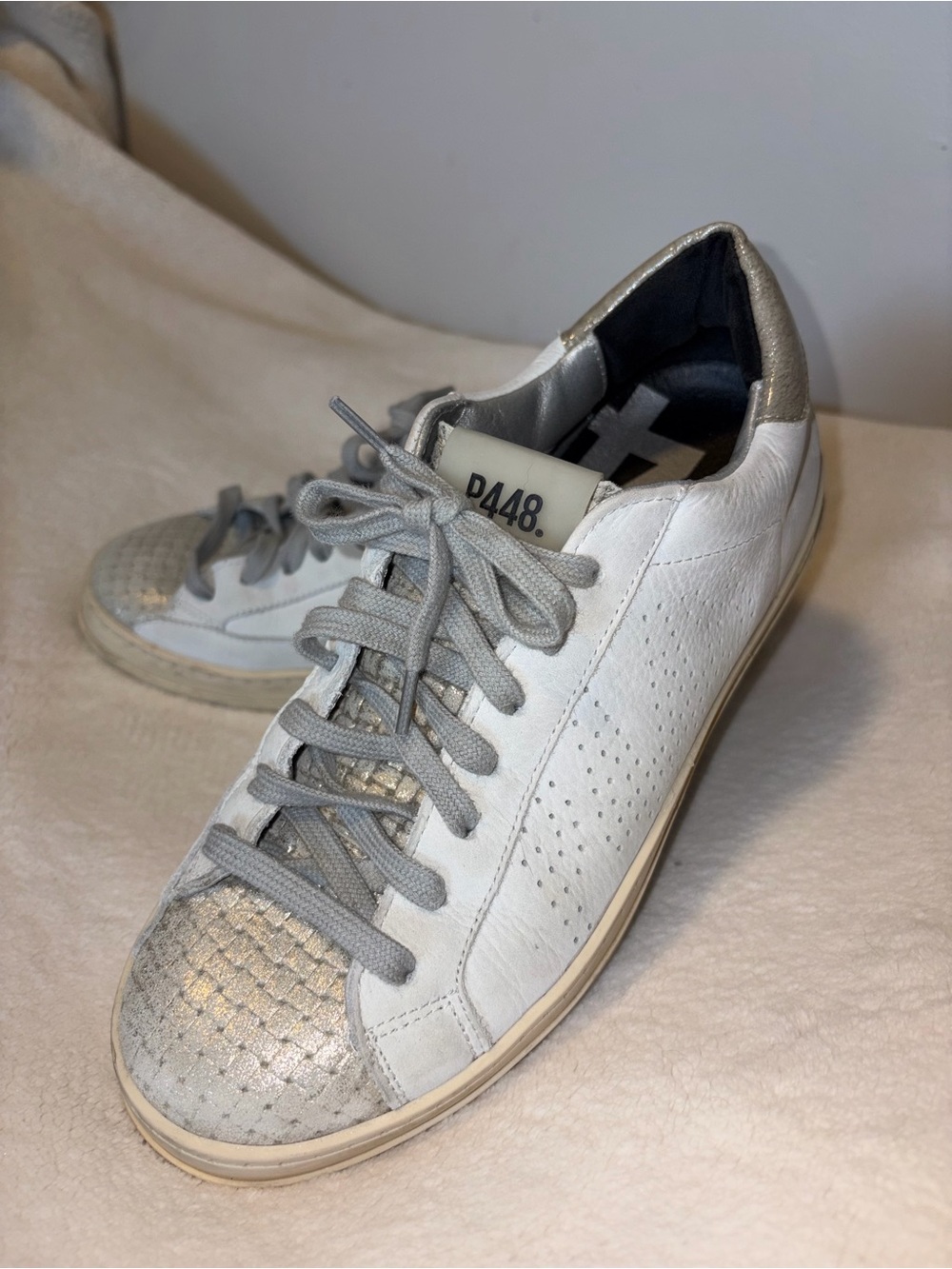 P448 White & Silver Leather Sneakers John Women’s